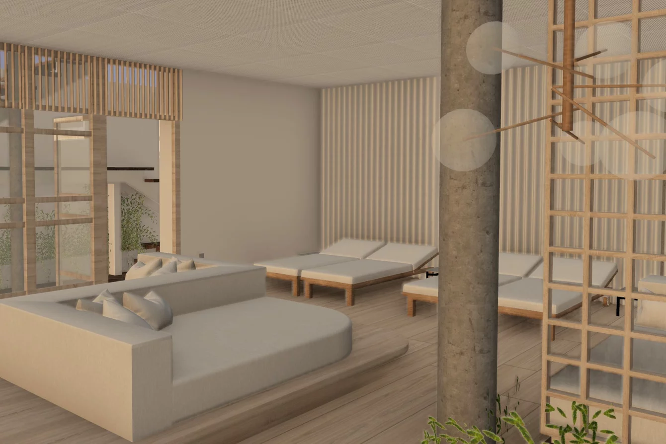 Ansicht Ruheraum Sauna NEU Ansicht Ruheraum Sauna NEU