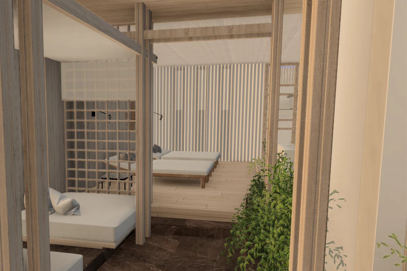Liegeflächen Ruheraum NEU Liegeflächen des neuen Sauna Ruheraums